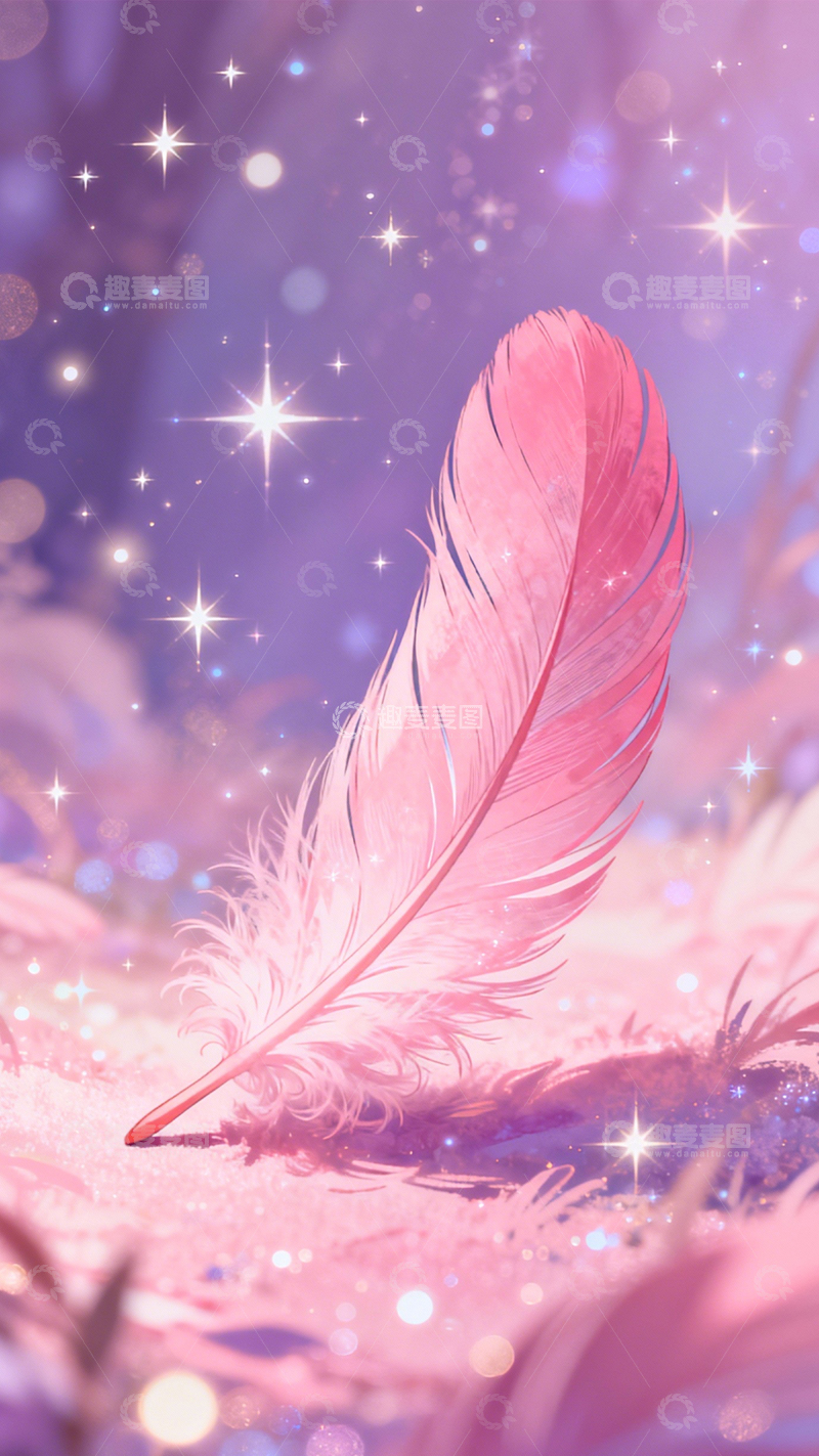 高清大图下载【趣麦麦图】粉羽星夜梦幻质感