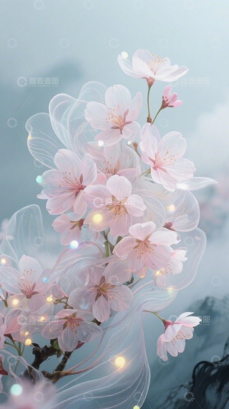 高清大图下载【趣麦麦图】粉透樱花梦幻氛围3
