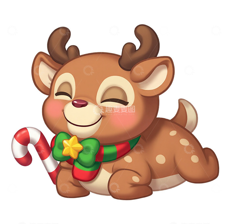 高清大图下载【趣麦麦图】可爱卡通小鹿圣诞元素贴纸