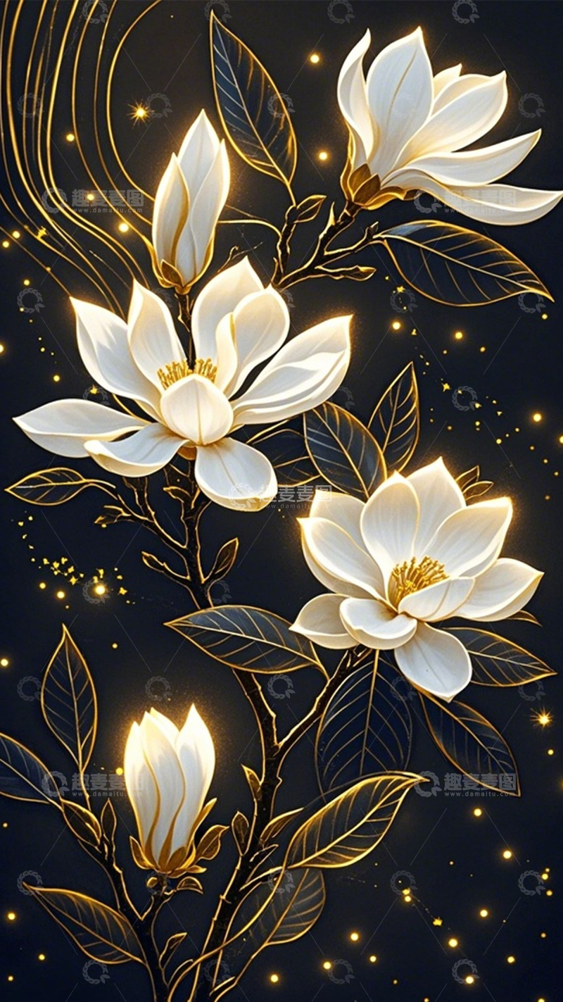 高清大图下载【趣麦麦图】白木兰金叶奢华氛围