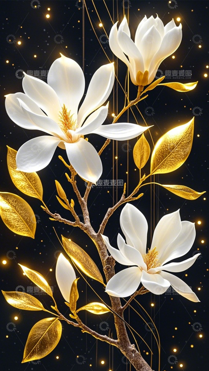 高清大图下载【趣麦麦图】白木兰金叶奢华氛围2