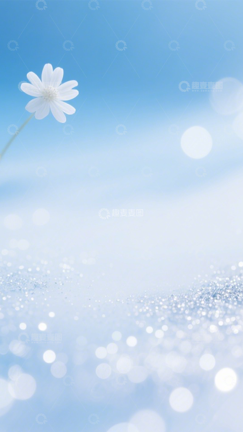 高清大图下载【趣麦麦图】蓝底白花清新氛围3