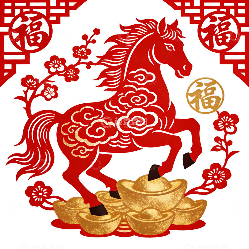 高清大图下载【趣麦麦图】马年剪纸艺术