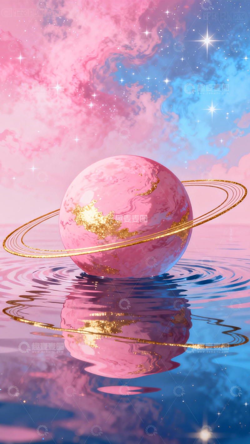高清大图下载【趣麦麦图】粉金球星夜倒影3