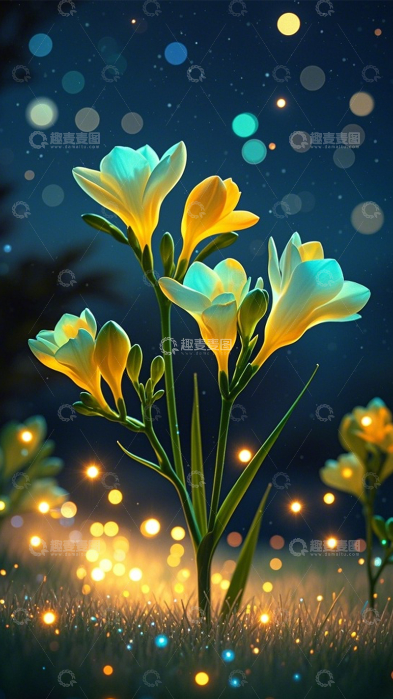 高清大图下载【趣麦麦图】星夜花束梦幻氛围