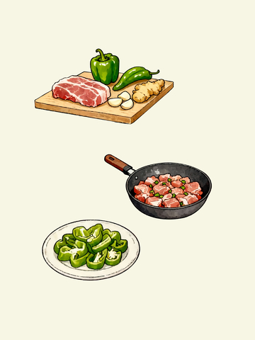 辣椒炒肉插画2