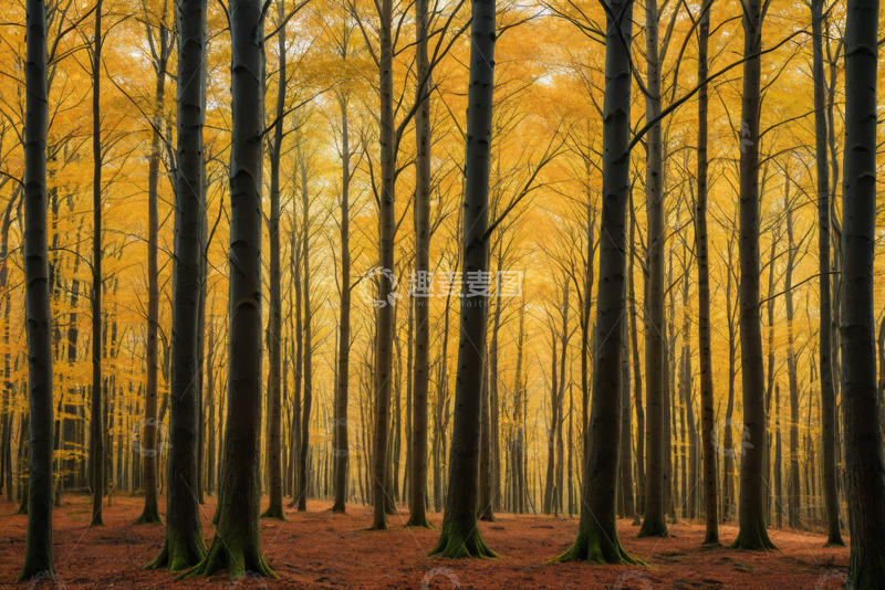 高清大图下载【趣麦麦图】秋季金黄树林自然景观