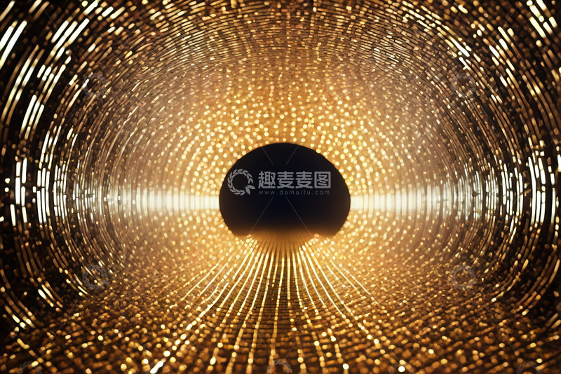 高清大图下载【趣麦麦图】金色发光隧道抽象背景