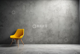 现代室内黄色椅子与水泥墙