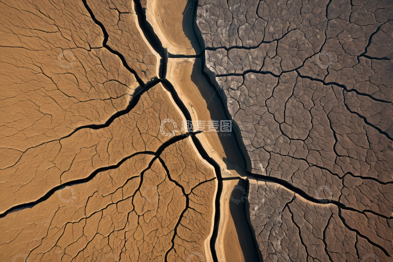 高清大图下载【趣麦麦图】干旱土地龟裂俯瞰景象