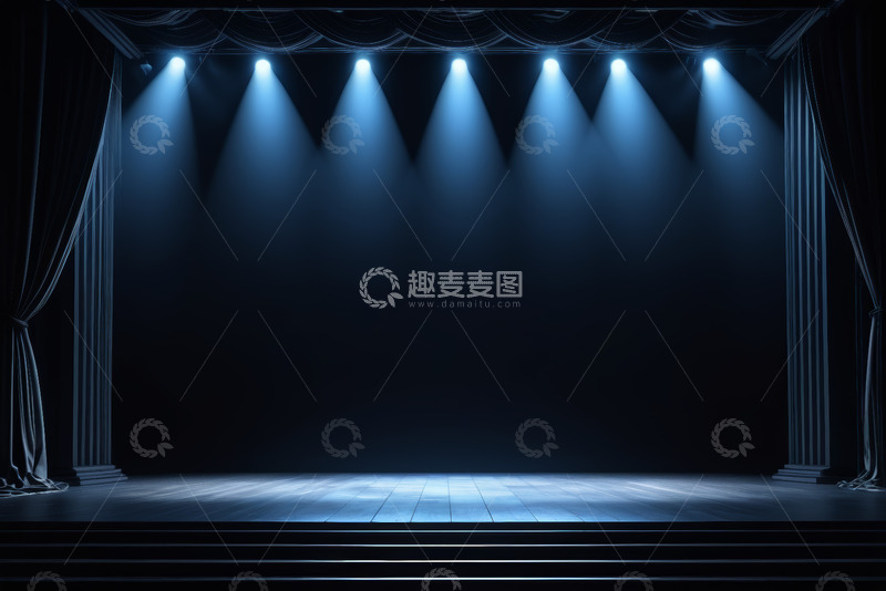 高清大图下载【趣麦麦图】空旷舞台聚光灯照明场景
