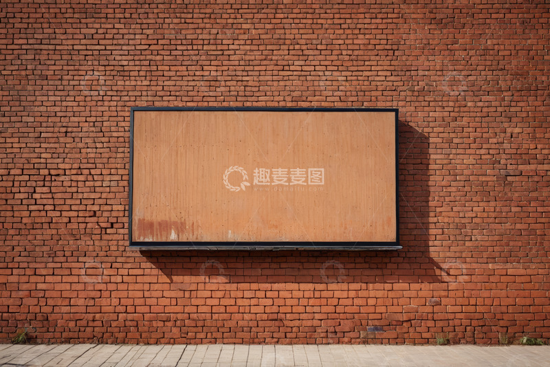 高清大图下载【趣麦麦图】红砖墙上的空白广告牌