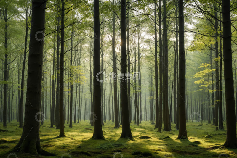高清大图下载【趣麦麦图】阳光照耀下的茂密森林