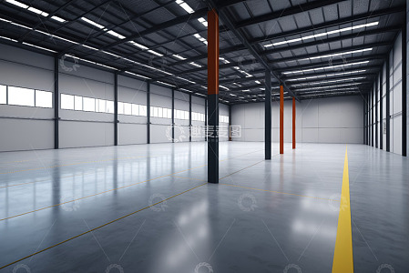 空旷现代化仓库室内场景