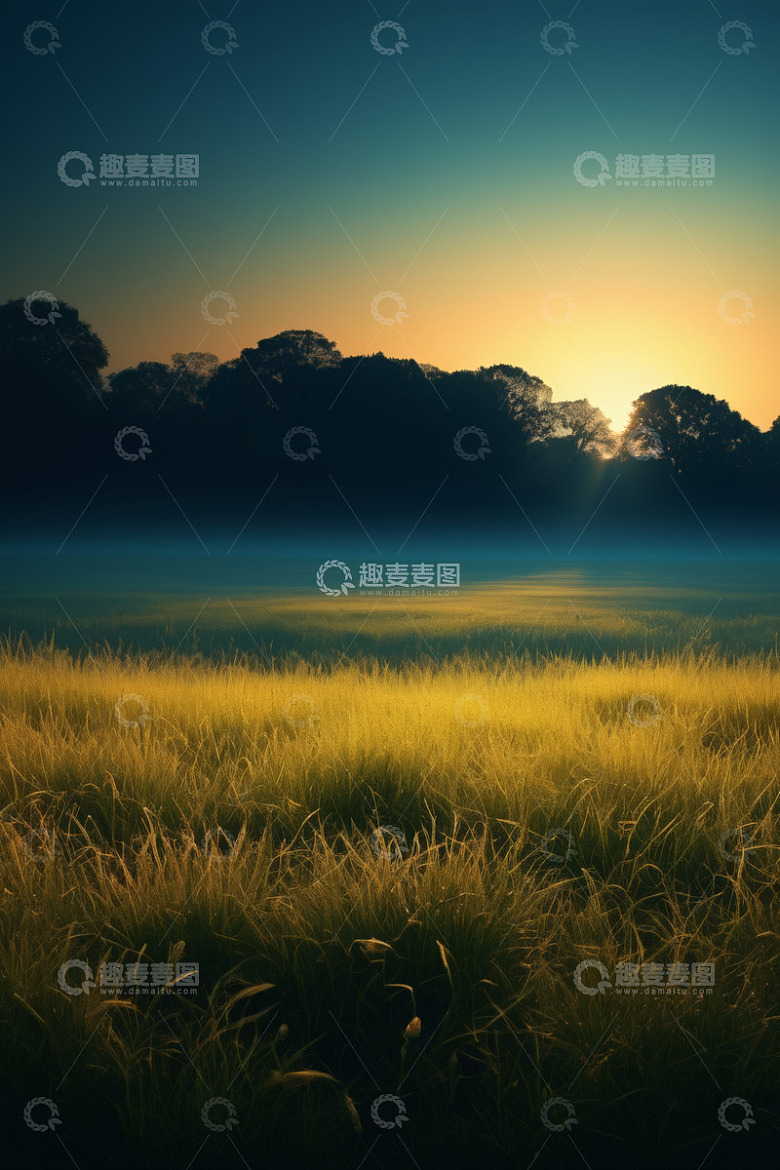 田野日出自然风光