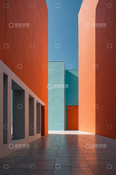 彩色现代建筑通道场景