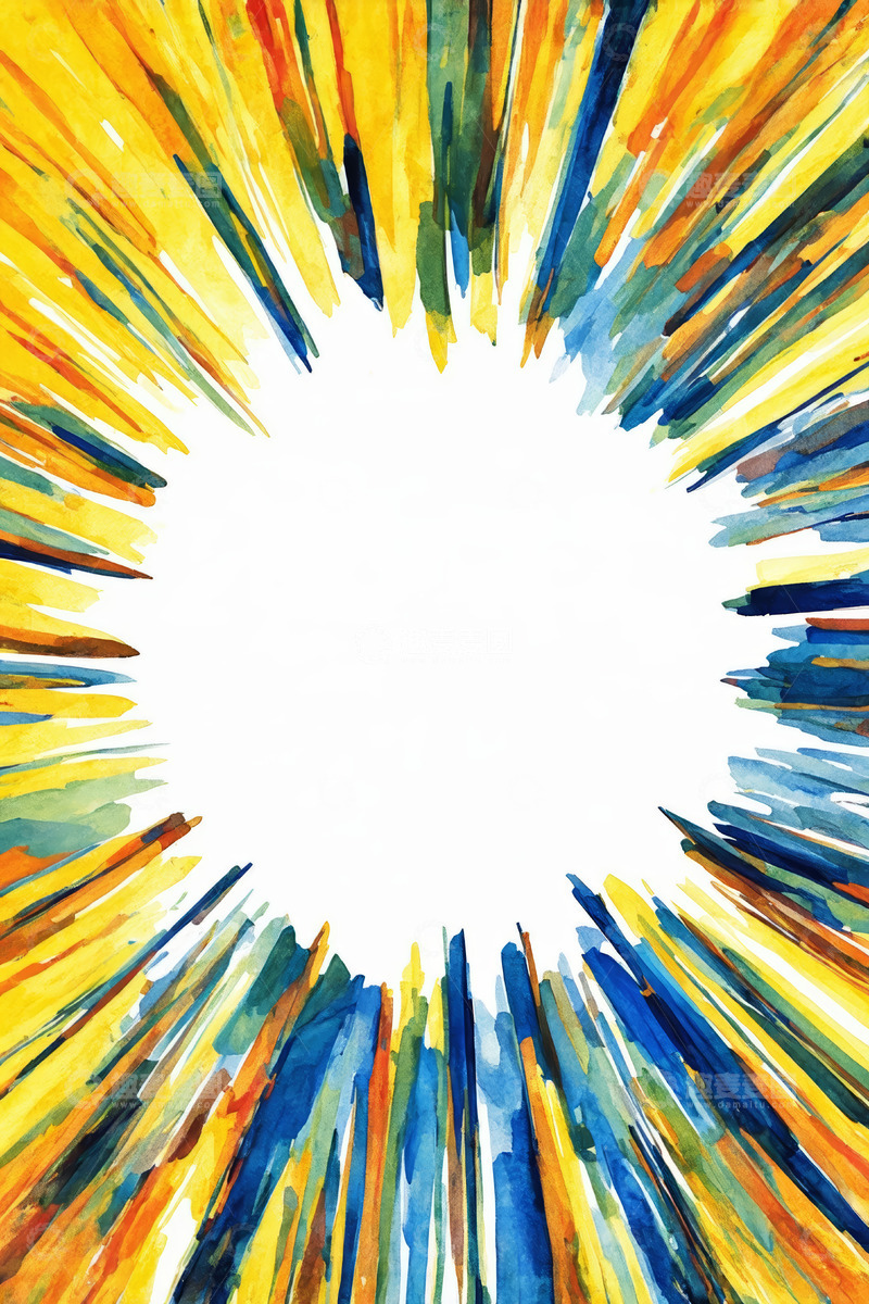高清大图下载【趣麦麦图】放射状水彩风格图形背景