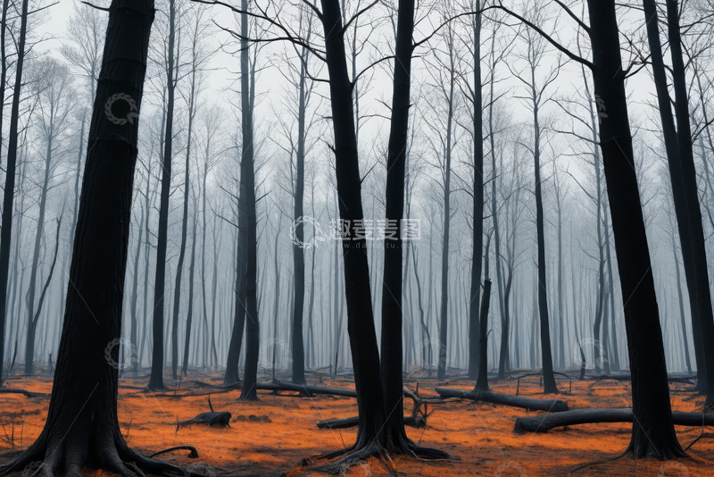 高清大图下载【趣麦麦图】雾中森林树木景观