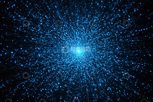 蓝色发光粒子放射效果