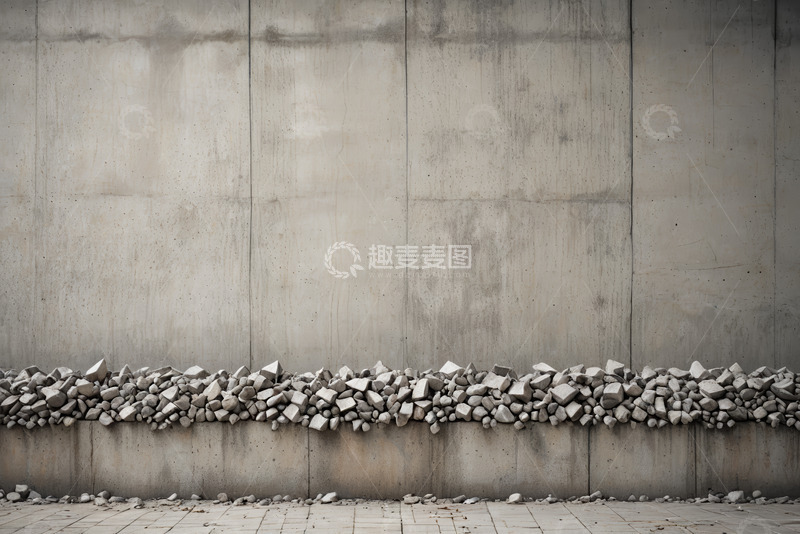 高清大图下载【趣麦麦图】混凝土墙与碎石地面场景