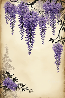 垂挂的紫色紫藤花背景图