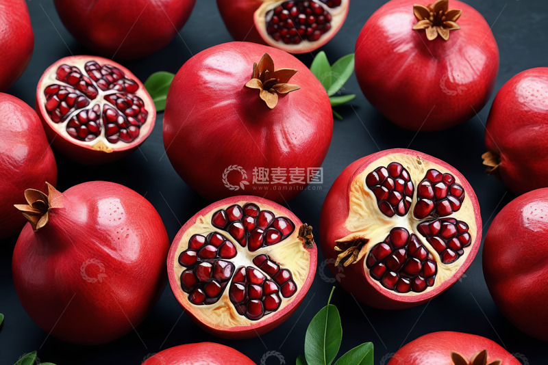 高清大图下载【趣麦麦图】红石榴特写及切开状态展示