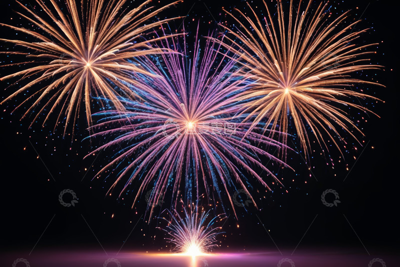 高清大图下载【趣麦麦图】夜空中绽放的绚丽烟花