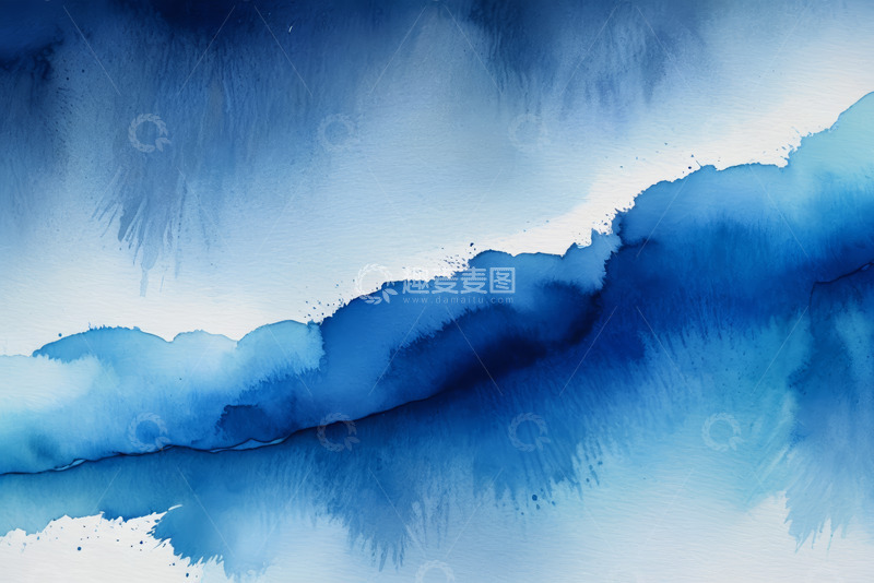 高清大图下载【趣麦麦图】蓝色水墨风格抽象背景