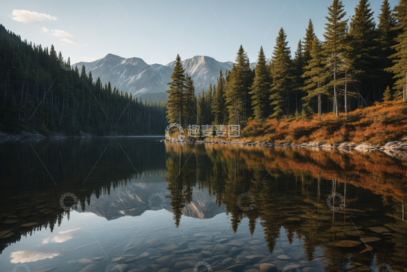 高清大图下载【趣麦麦图】山林湖泊自然风光全景