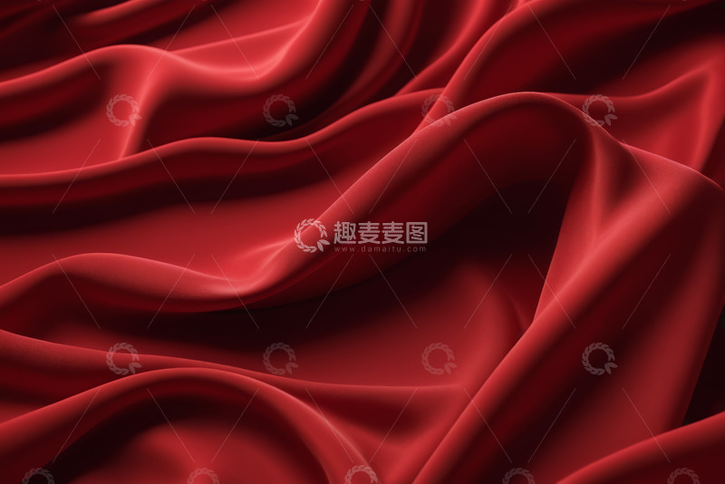 高清大图下载【趣麦麦图】红色丝绸布料纹理背景