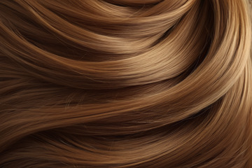 柔顺波浪棕色秀发特写