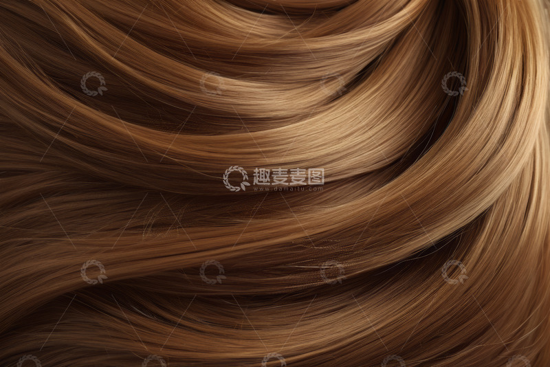 高清大图下载【趣麦麦图】柔顺波浪棕色秀发特写