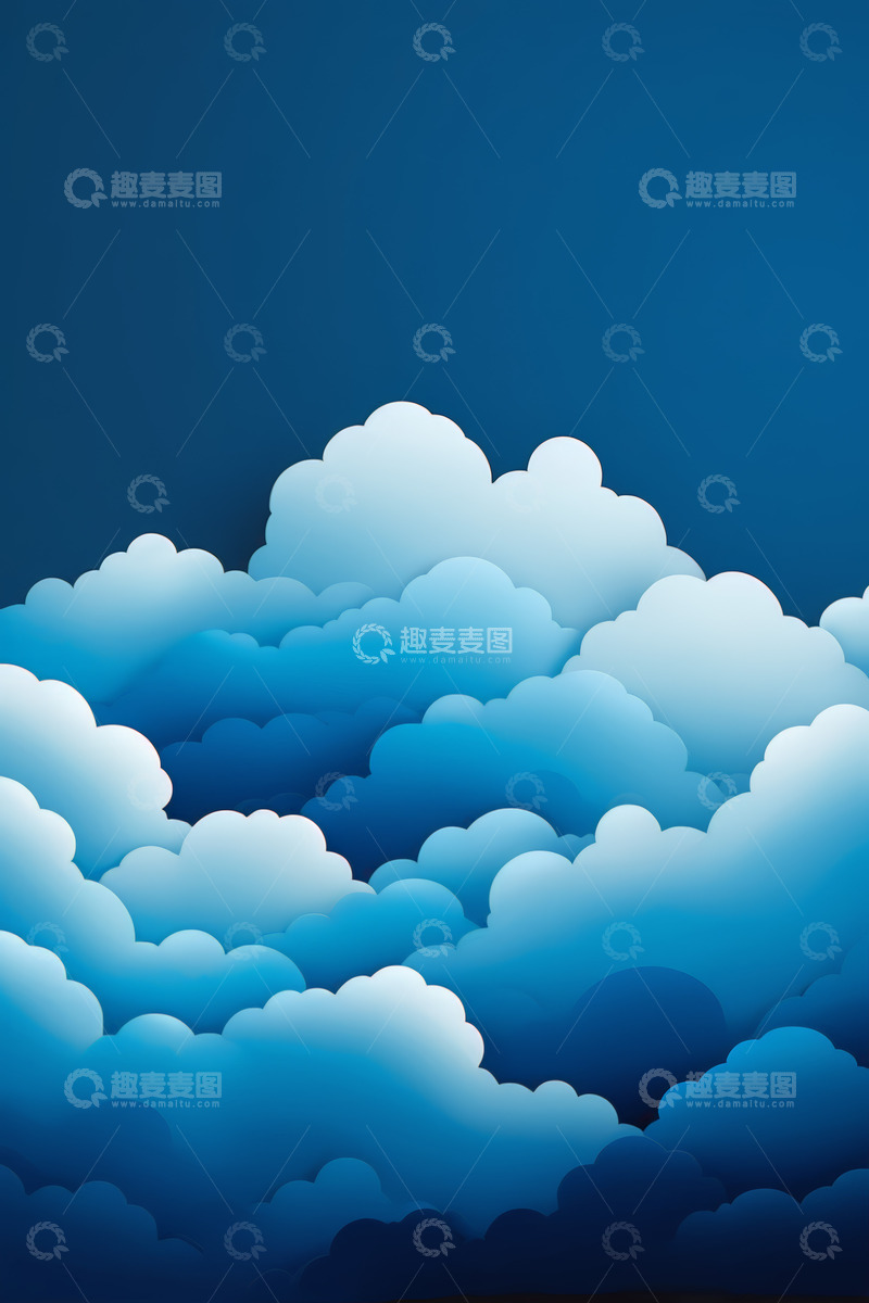 高清大图下载【趣麦麦图】蓝色天空中的云朵背景