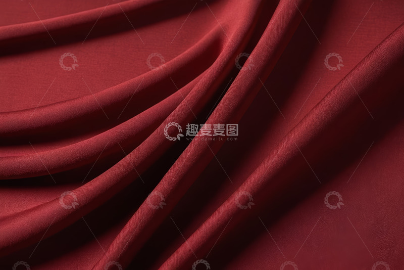 高清大图下载【趣麦麦图】酒红色丝绸织物特写
