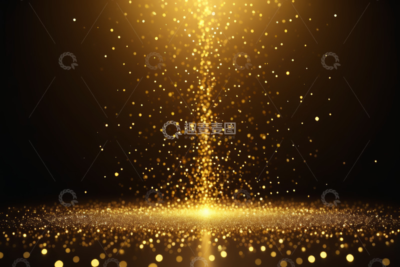 高清大图下载【趣麦麦图】金色粒子发光背景素材