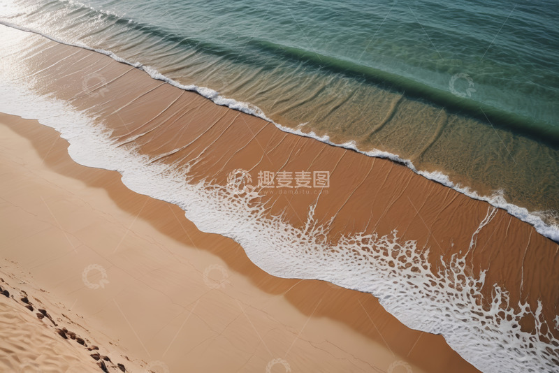 高清大图下载【趣麦麦图】海滩海浪冲刷沙滩景象