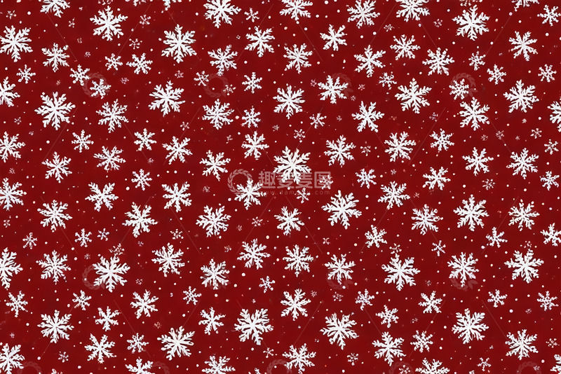 高清大图下载【趣麦麦图】红色背景雪花图案