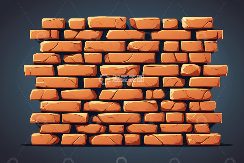 橙红色砖块堆砌的砖墙