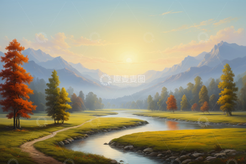 高清大图下载【趣麦麦图】山间河畔自然风光