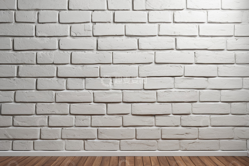 高清大图下载【趣麦麦图】白色砖墙木质地板背景素材