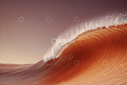 海上涌动的橙色海浪