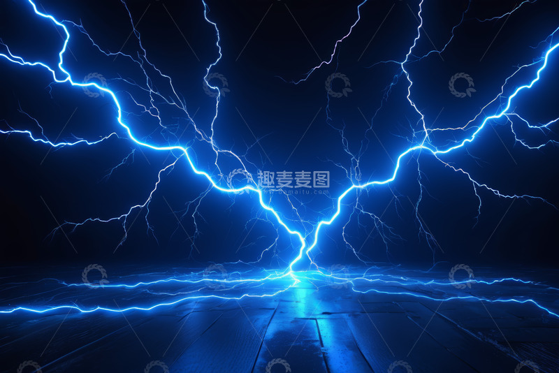 高清大图下载【趣麦麦图】蓝色闪电特效背景