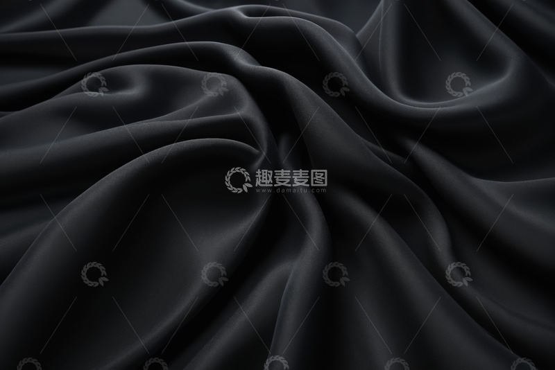 高清大图下载【趣麦麦图】黑色丝绸布料纹理特写