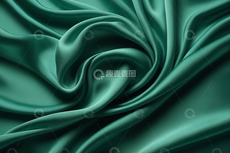 高清大图下载【趣麦麦图】墨绿色丝绸布料纹理特写