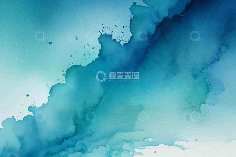 高清大图下载【趣麦麦图】蓝绿色水彩背景素材