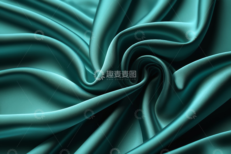 高清大图下载【趣麦麦图】青绿色丝绸褶皱纹理素材