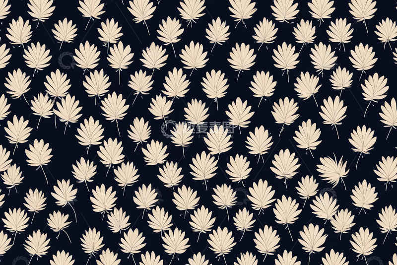 高清大图下载【趣麦麦图】深色背景叶形图案装饰素材