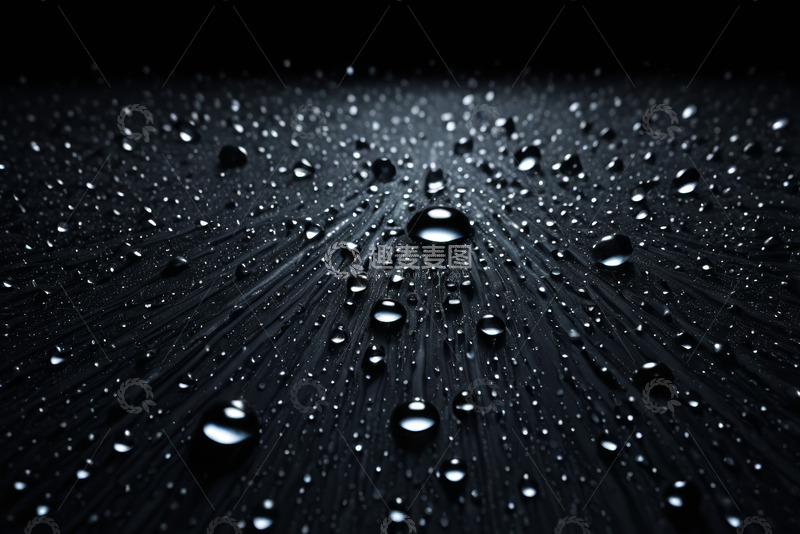 高清大图下载【趣麦麦图】黑色表面水滴特写