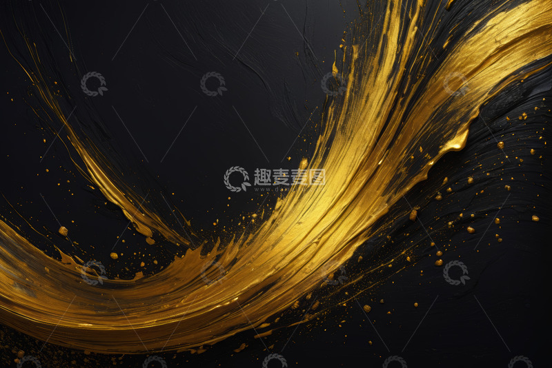 高清大图下载【趣麦麦图】黑色背景金色液体飞溅效果