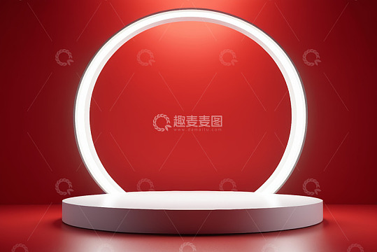 红色背景圆形发光展示台